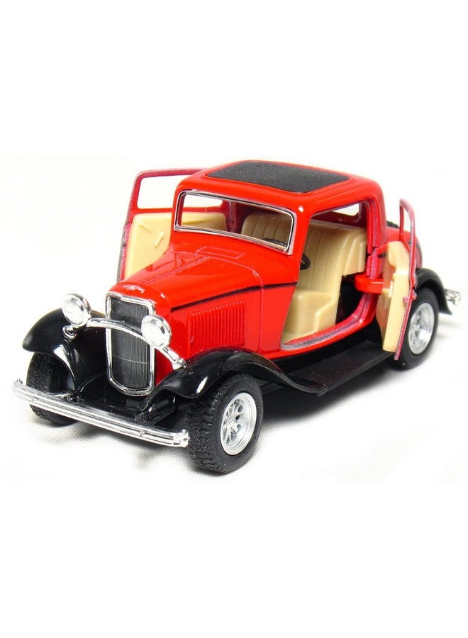 Kinsmart كي إن إس مارت 1932 فورد 3-نافذة كوبيه 1:34 مقياس 5" مجموعة من 4 أخضر مارون أحمر أصفر نموذج سيارة معدنية مصبوبة كلاسيكية - Image 4