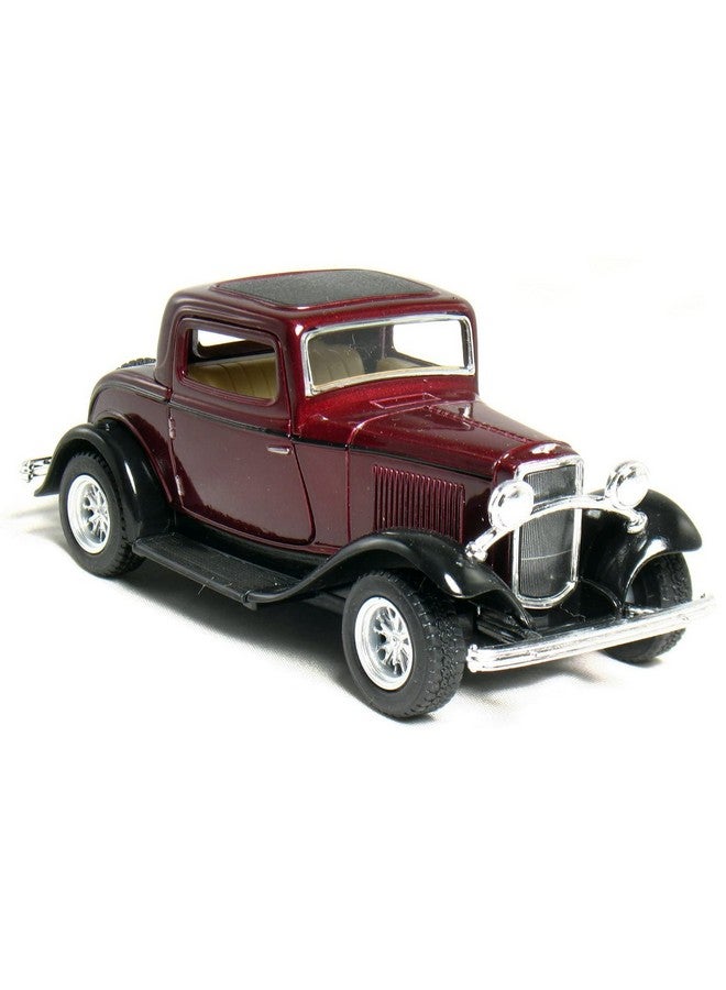 Kinsmart كي إن إس مارت 1932 فورد 3-نافذة كوبيه 1:34 مقياس 5" مجموعة من 4 أخضر مارون أحمر أصفر نموذج سيارة معدنية مصبوبة كلاسيكية - Image 3
