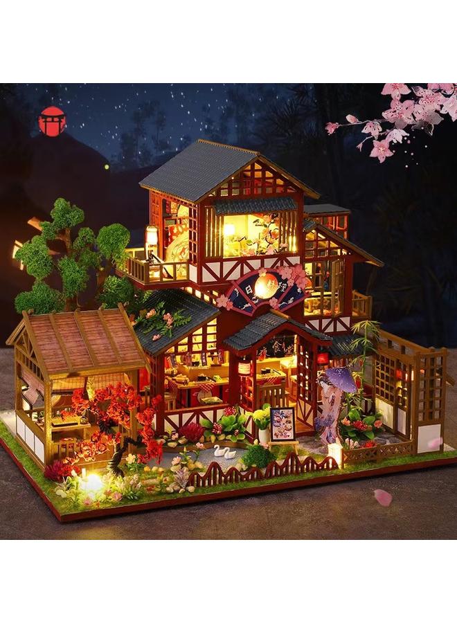 Bluejw Jiate Diy Cabin And Xiju Wooden Handmade Assembled Japanese Garden Architecture Model Villa Double-Layer Gift Women - Image 1
