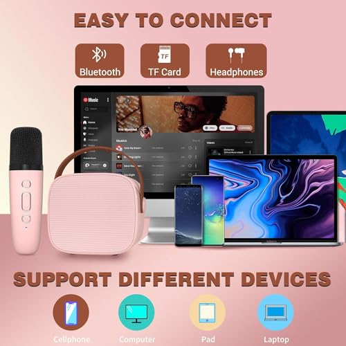 Audio Array AM-W18 Wireless Karaoke Speaker with Microphone | Portable Bluetooth Speaker for Singing & Gifting with Voice Changer | Upto 8+ Hours of Playback | Bluetooth v5.3, SD Card & AUX in (Pink) - Image 4