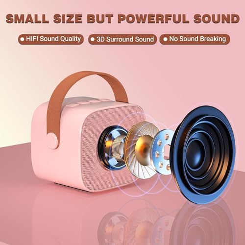 Audio Array AM-W18 Wireless Karaoke Speaker with Microphone | Portable Bluetooth Speaker for Singing & Gifting with Voice Changer | Upto 8+ Hours of Playback | Bluetooth v5.3, SD Card & AUX in (Pink) - Image 3