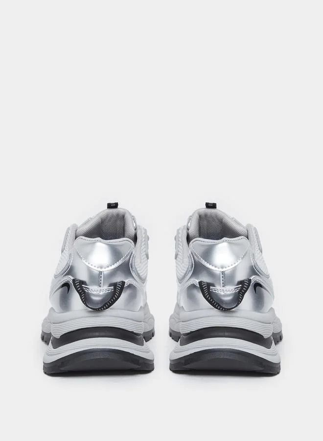 Styli Styli Women Silver Metallic Chunky Sneakers