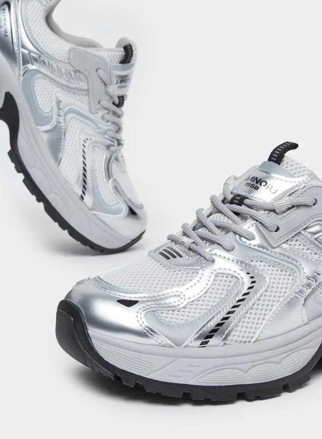 Styli Styli Women Silver Metallic Chunky Sneakers