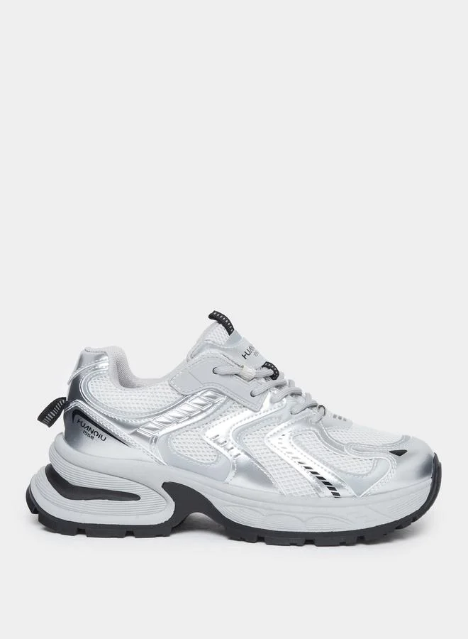 Styli Styli Women Silver Metallic Chunky Sneakers