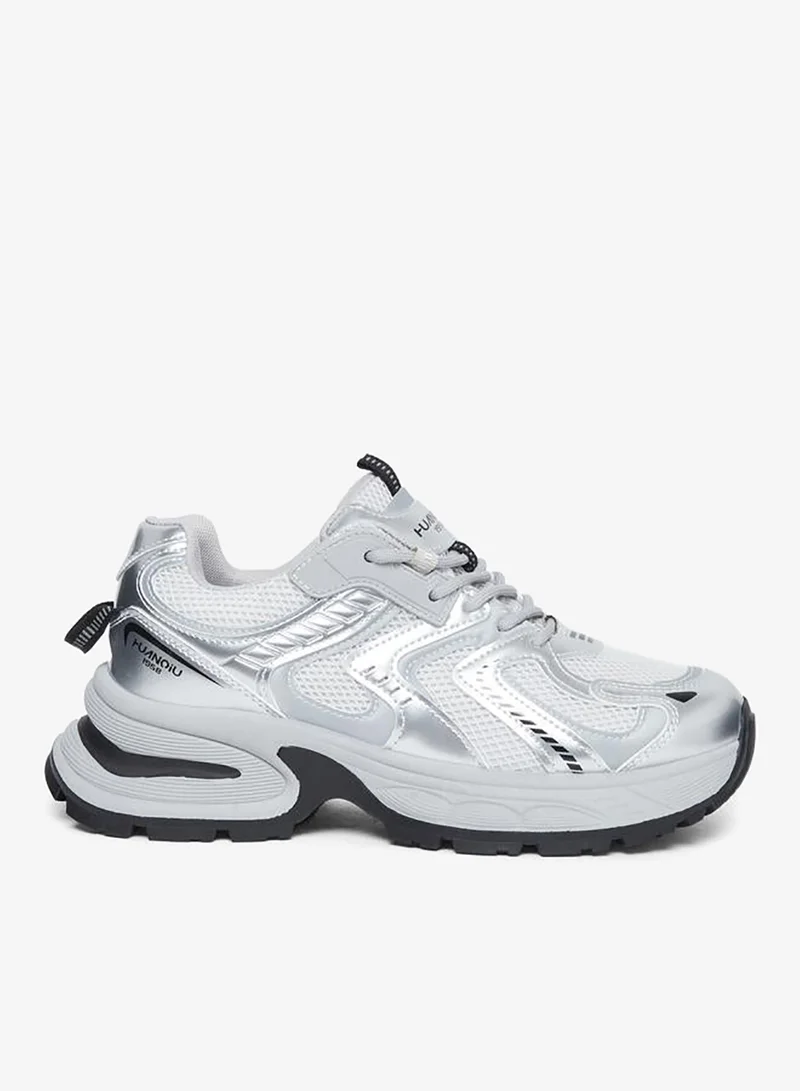 ستايلي اكتيف سنيكرز نسائي فضي معدني سميك