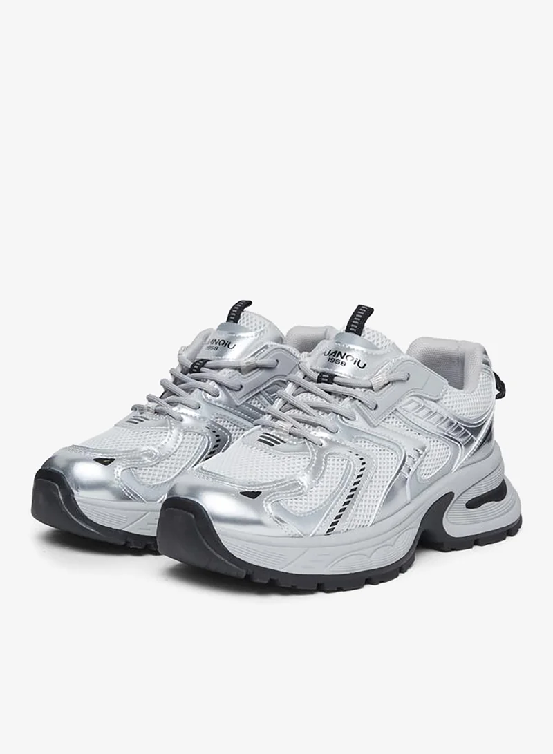 ستايلي اكتيف سنيكرز نسائي فضي معدني سميك