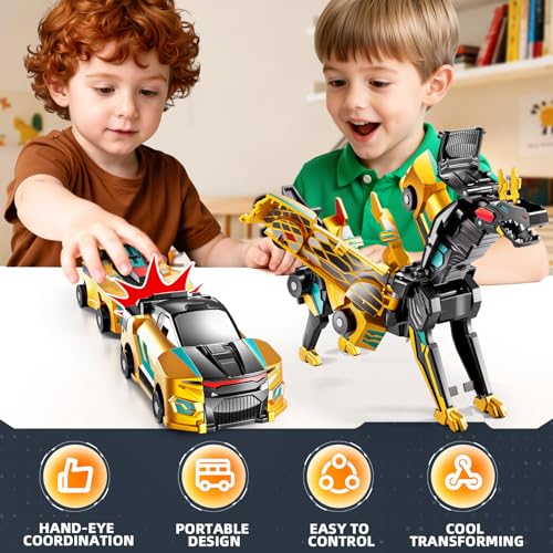 KIZONLY Collision Transforming Dinosaur Car Toy 2 in 1 Magnet Cars Transform into Dinosaur Toys Fun Robot Dinosaur Toy Cars Birthday Gift for Kids Boys Girls Age 46 612 Year Old - Image 5