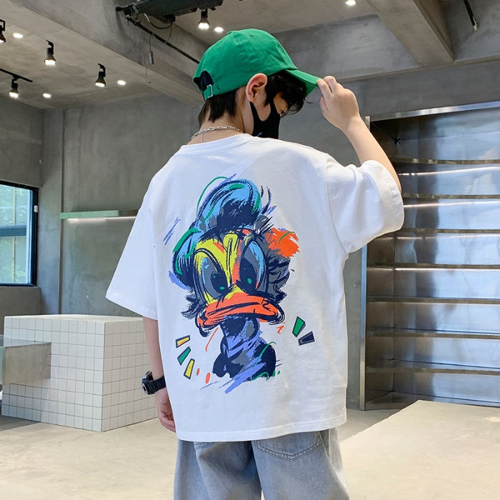 Boys' Pure Cotton Short-Sleeved T-Shirt Summer Wear 2026 New Style Kidsren'S Summer Style Boys' Sports Tops Trendy - Image 1