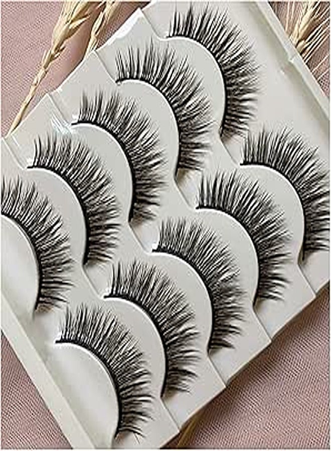 tertolo CAIXAI 5 Pairs Pack High Volume False Eyetertolo 5D Faux Handmade Dramatic Fluffy Natural Fake Eyetertolo