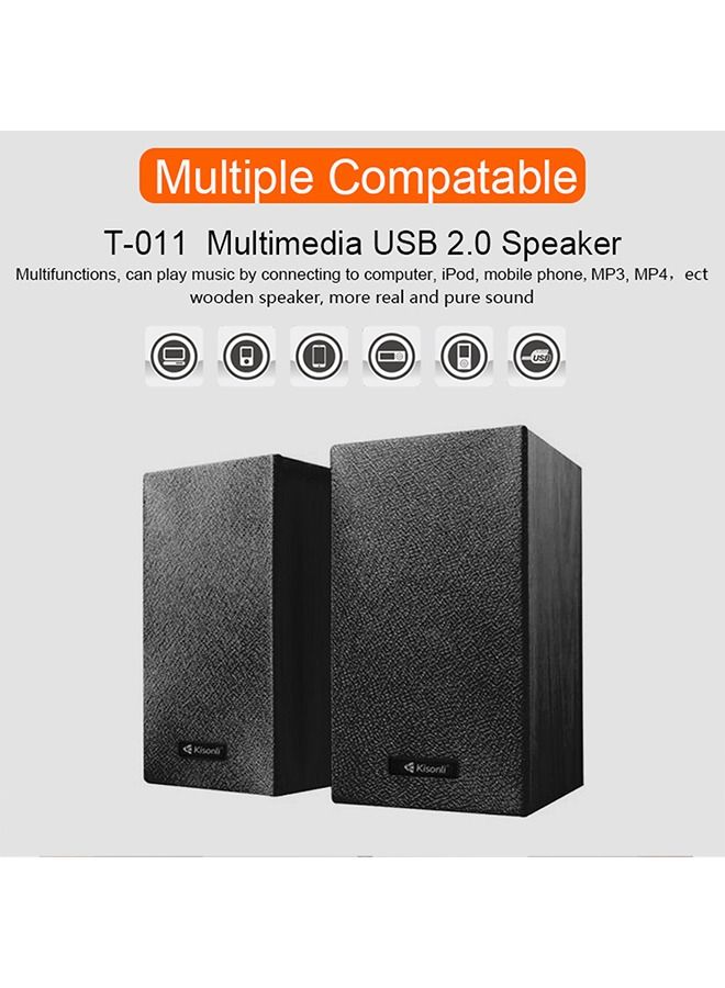 Kisonli Multimedia 2.0 Channel Mini USB Computer and Mobile Speaker T-011 - Image 1