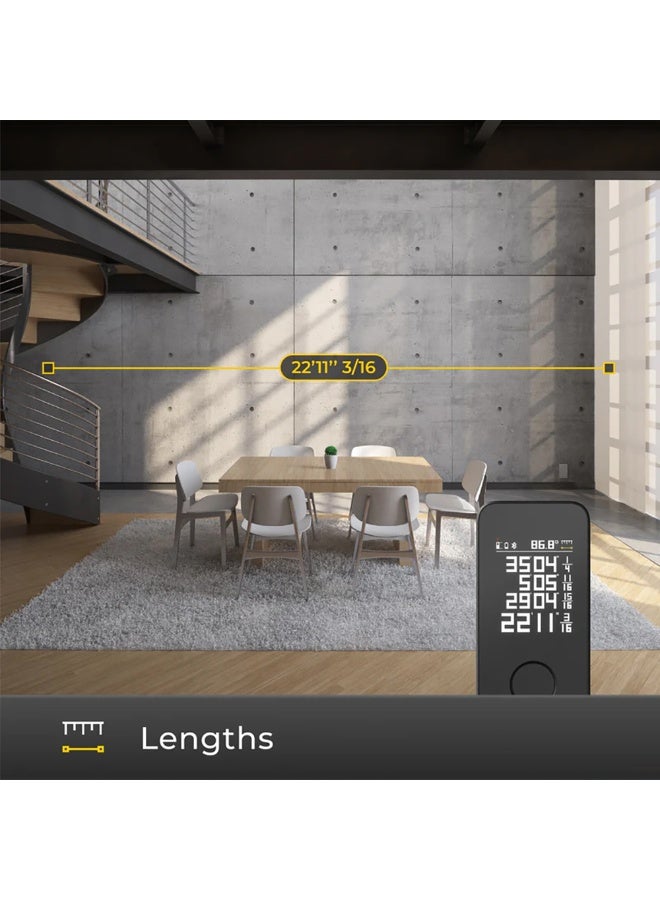 هوتو جهاز قياس ليزر برو، 50 مترًا (164 قدمًا) بعيد المدى، مقياس ليزر رقمي، 5 أوضاع قياس، دقة عالية 2 مم، تصميم جيب خفيف الوزن، سهل القراءة، شاشة ملونة، أعمال يدوية واحترافية - Image 5