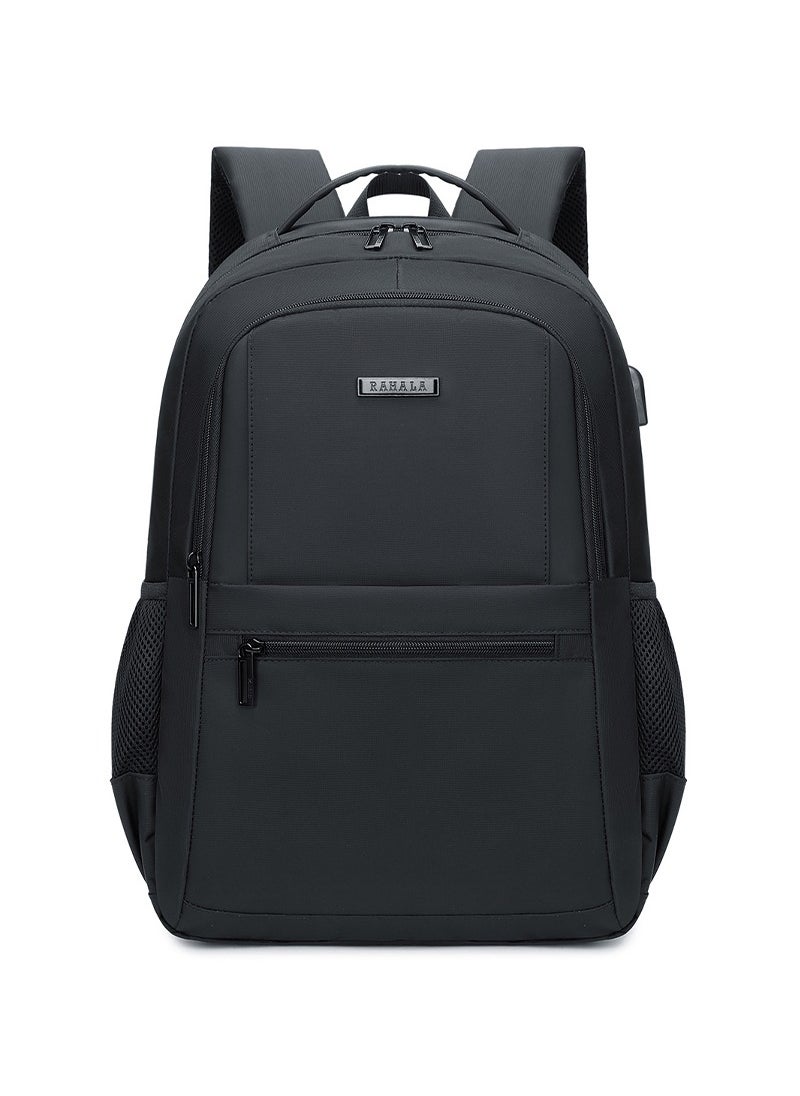 RAHALA - 809 Business Professional Office Travel Laptop School Work Daily Use Backpack – Water-Resistant USB Charging Port Fits 15.6-inch Laptops - Black - Image 1