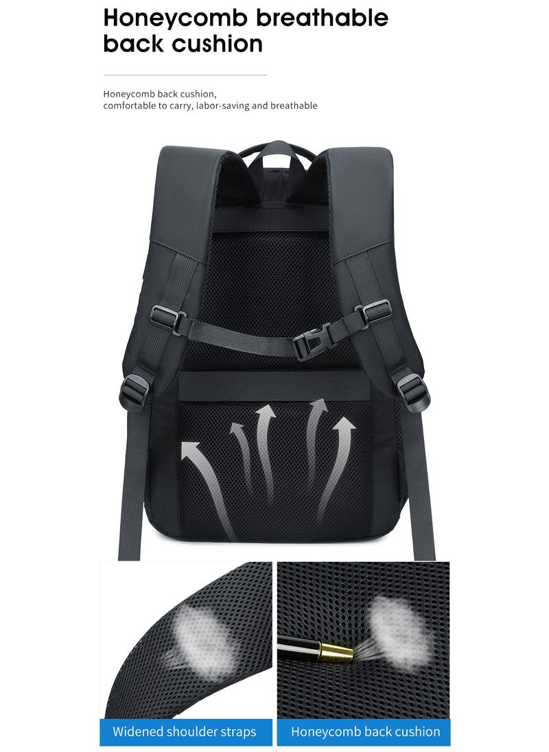 RAHALA - 809 Business Professional Office Travel Laptop School Work Daily Use Backpack – Water-Resistant USB Charging Port Fits 15.6-inch Laptops - Black - Image 1