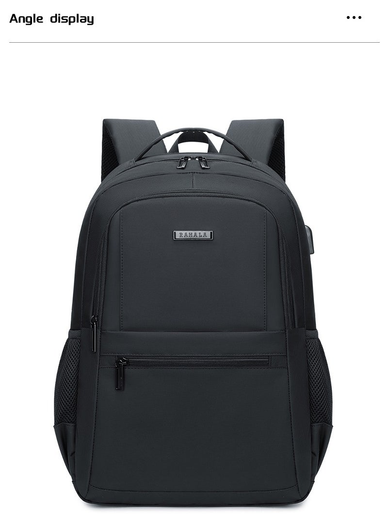 RAHALA - 809 Business Professional Office Travel Laptop School Work Daily Use Backpack – Water-Resistant USB Charging Port Fits 15.6-inch Laptops - Black - Image 1