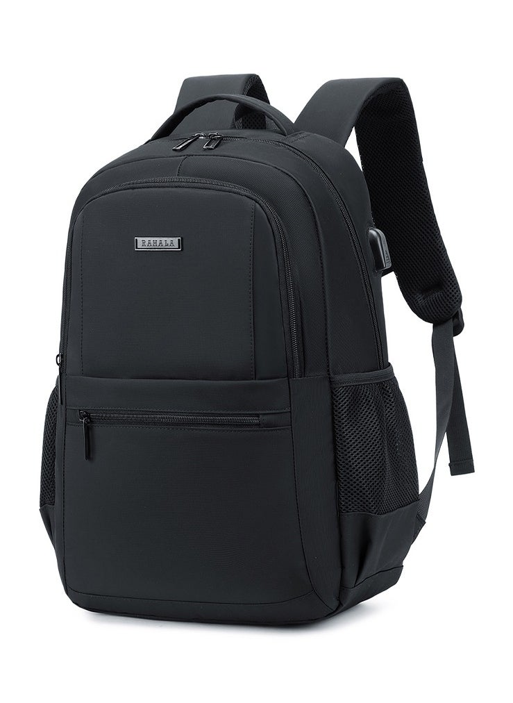 RAHALA - 809 Business Professional Office Travel Laptop School Work Daily Use Backpack – Water-Resistant USB Charging Port Fits 15.6-inch Laptops - Black - Image 1