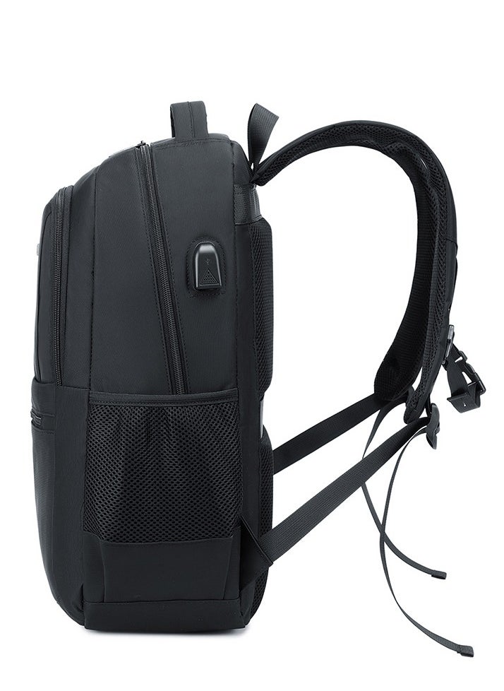 RAHALA - 809 Business Professional Office Travel Laptop School Work Daily Use Backpack – Water-Resistant USB Charging Port Fits 15.6-inch Laptops - Black - Image 1