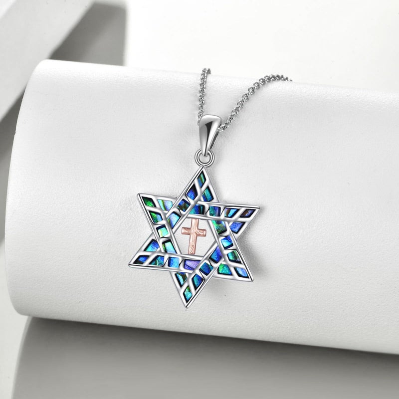YFN Cross in Star of David Necklace Sterling Silver Jewish Christian Jewelry Gifts with 18" Chain (Star of David with Cross Necklace) - Image 3