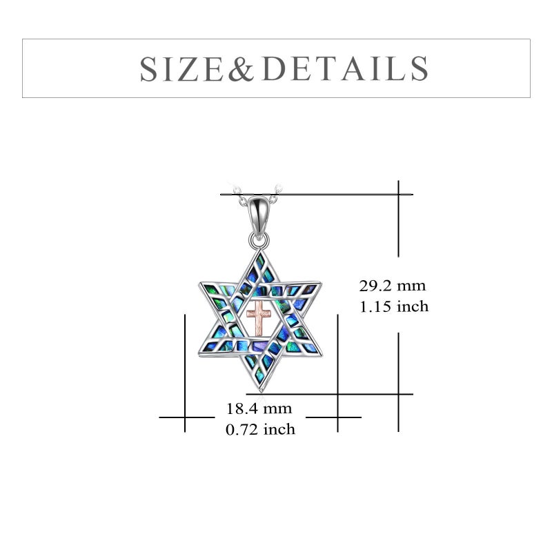 YFN Cross in Star of David Necklace Sterling Silver Jewish Christian Jewelry Gifts with 18" Chain (Star of David with Cross Necklace) - Image 5