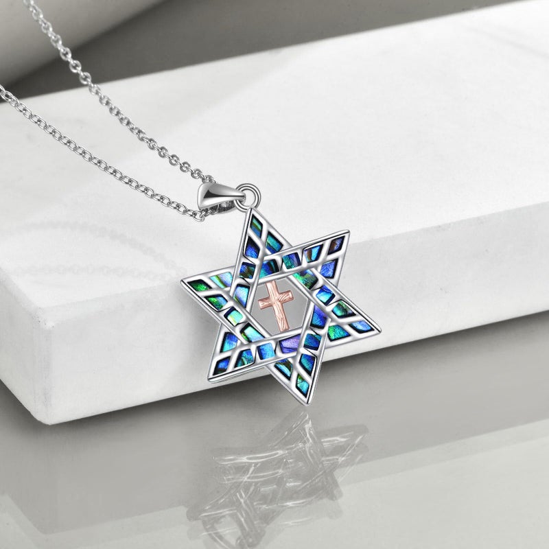 YFN Cross in Star of David Necklace Sterling Silver Jewish Christian Jewelry Gifts with 18" Chain (Star of David with Cross Necklace) - Image 4