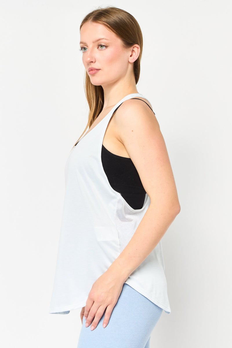 UNDER ARMOUR Women Loose Fit Sleeveless Training Tank Top, Off White - Image 3