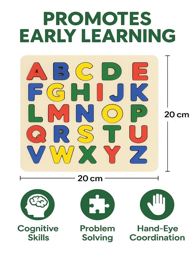 Fun4you Wooden Alphabet Puzzle Board A to Z | Educational Learning Toy for Kids | Uppercase Letter Recognition, Fine Motor Skills & Early Learning Montessori Toy for Toddlers & Preschoolers - Image 2