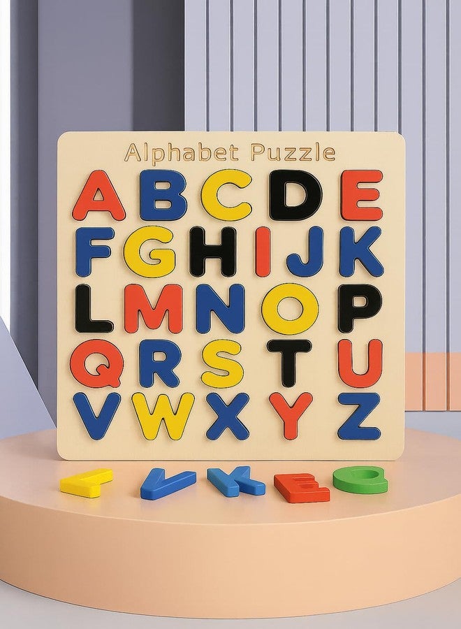 Fun4you Wooden Alphabet Puzzle Board A to Z | Educational Learning Toy for Kids | Uppercase Letter Recognition, Fine Motor Skills & Early Learning Montessori Toy for Toddlers & Preschoolers - Image 1
