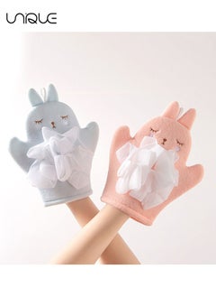 Unique 3Pcs Baby Bath Gloves - Bath Ball Gloves - Sponge Brush Bath Silk Gloves - Toddler Bath Gloves - Baby Bath Gloves Cleansing Scrub Mitt（Pink+Blue+Green）  - Image 4