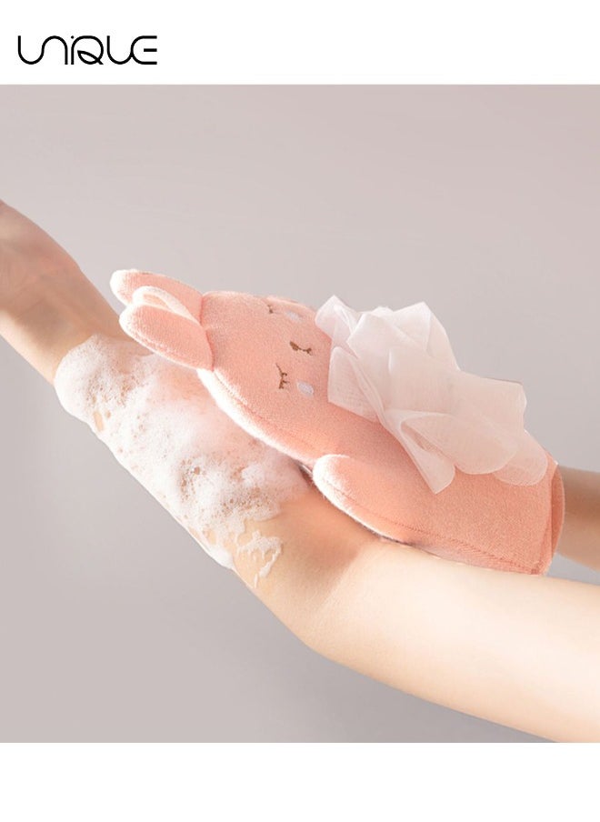 Unique 3Pcs Baby Bath Gloves - Bath Ball Gloves - Sponge Brush Bath Silk Gloves - Toddler Bath Gloves - Baby Bath Gloves Cleansing Scrub Mitt（Pink+Blue+Green）  - Image 3