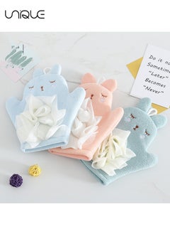 Unique 3Pcs Baby Bath Gloves - Bath Ball Gloves - Sponge Brush Bath Silk Gloves - Toddler Bath Gloves - Baby Bath Gloves Cleansing Scrub Mitt（Pink+Blue+Green）  - Image 5