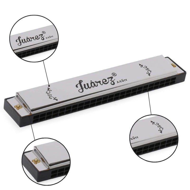 Juarez JRZ24H 24 Holes Harmonica Key Of C Scale | Mouth Organ | Cover - Stainless Iron | Comb - Abs | Reed – Aluminum Silver - Image 4