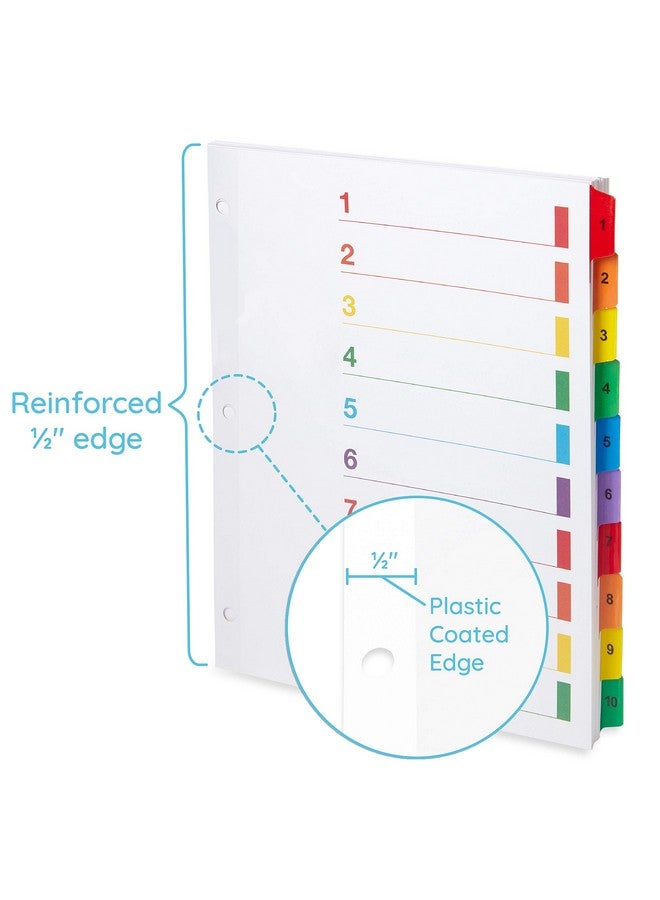 بلو سوميت سابلايز 10 فواصل لملفات علامات التبويب لـ 3 مجلدات حلقية أو فواصل لموضوع دفتر الملاحظات مع علامات تبويب مرقمة متعددة الألوان تتضمن جدول محتويات قابل للتخصيص وفهرس 6 مجموعات - Image 2