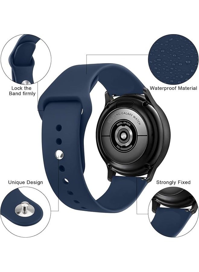 ELTRAZONE Navy Blue Soft Silicone Sport Band for Samsung Galaxy Watch 6 (40mm/44mm) & Galaxy Watch 6 Classic (43mm/47mm) - 20mm Replacement Strap for Men and Women - Image 2