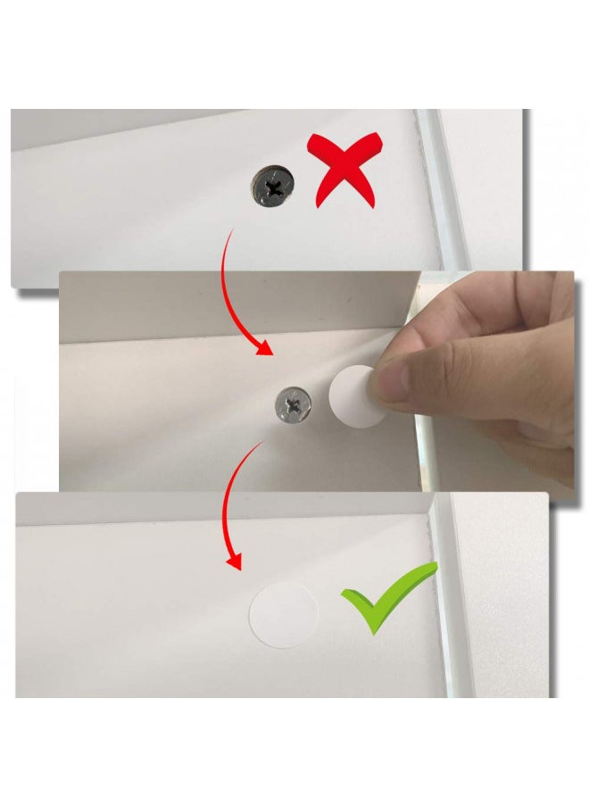 Yining Self-Adhesive Screw Hole Stickers, 384pcs-0.59inch/15mm Self-Adhesive Screw Covers Caps Dust Proof Sticker for Wood Screw-White (384pcs-0.59inch/15mm)  - Image 2