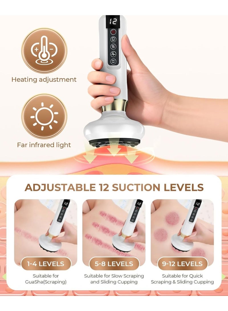 Electric Cupping & Gua Sha Massager with Heating Function, 12 Suction Levels Smart Negative Pressure Massage Device, Wireless Full Body Deep Tissue Massager for Muscle Relaxation, Abdomen, Back, Legs and Neck Care - Image 3