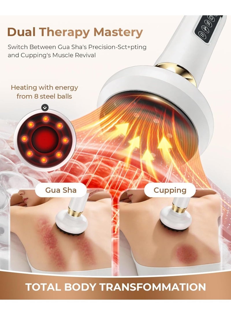 Electric Cupping & Gua Sha Massager with Heating Function, 12 Suction Levels Smart Negative Pressure Massage Device, Wireless Full Body Deep Tissue Massager for Muscle Relaxation, Abdomen, Back, Legs and Neck Care - Image 4