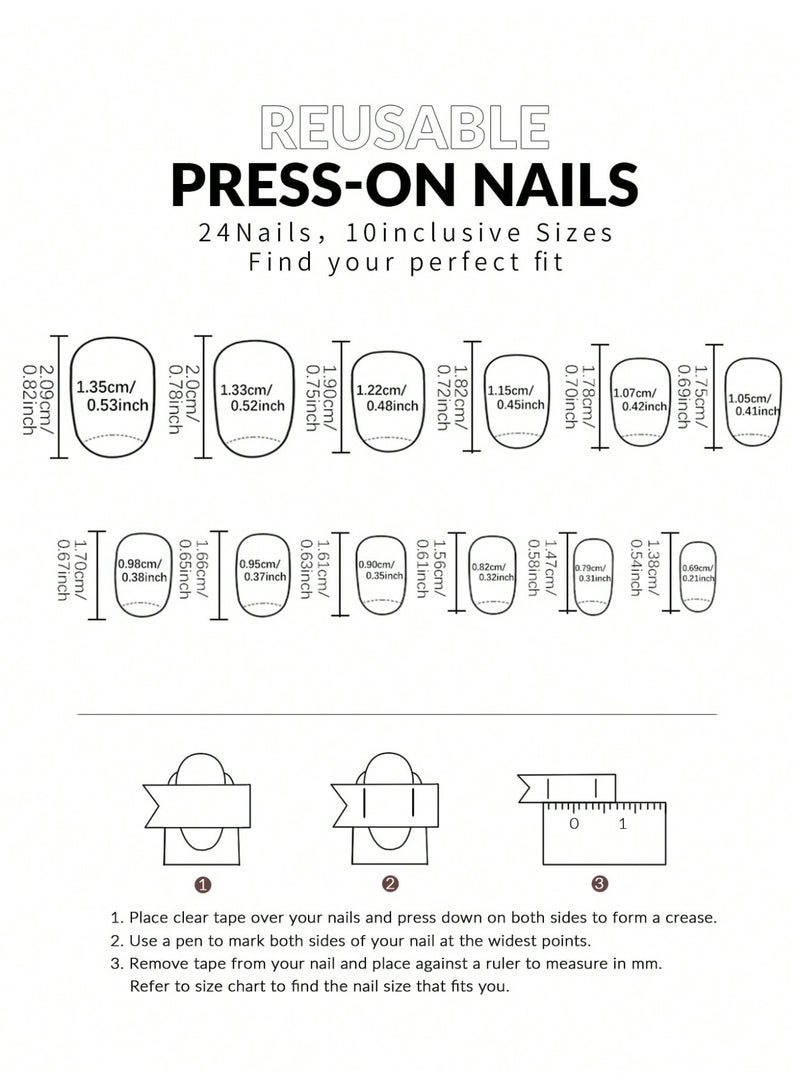 24PCS Press On Nails Ocean Style – Floral, Shell & Starfish Design Fake Nails Ready to Use - Image 5