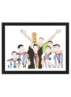 Messi Argentina Champion Minimal Digital Art Poster with Frame 30x40cm
