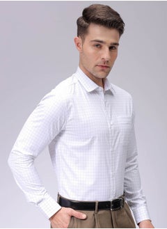 The Indian Garage Co Men Slim Fit Checkered Full Sleeves Cutaway Collar Formal Shirt  - Image 4