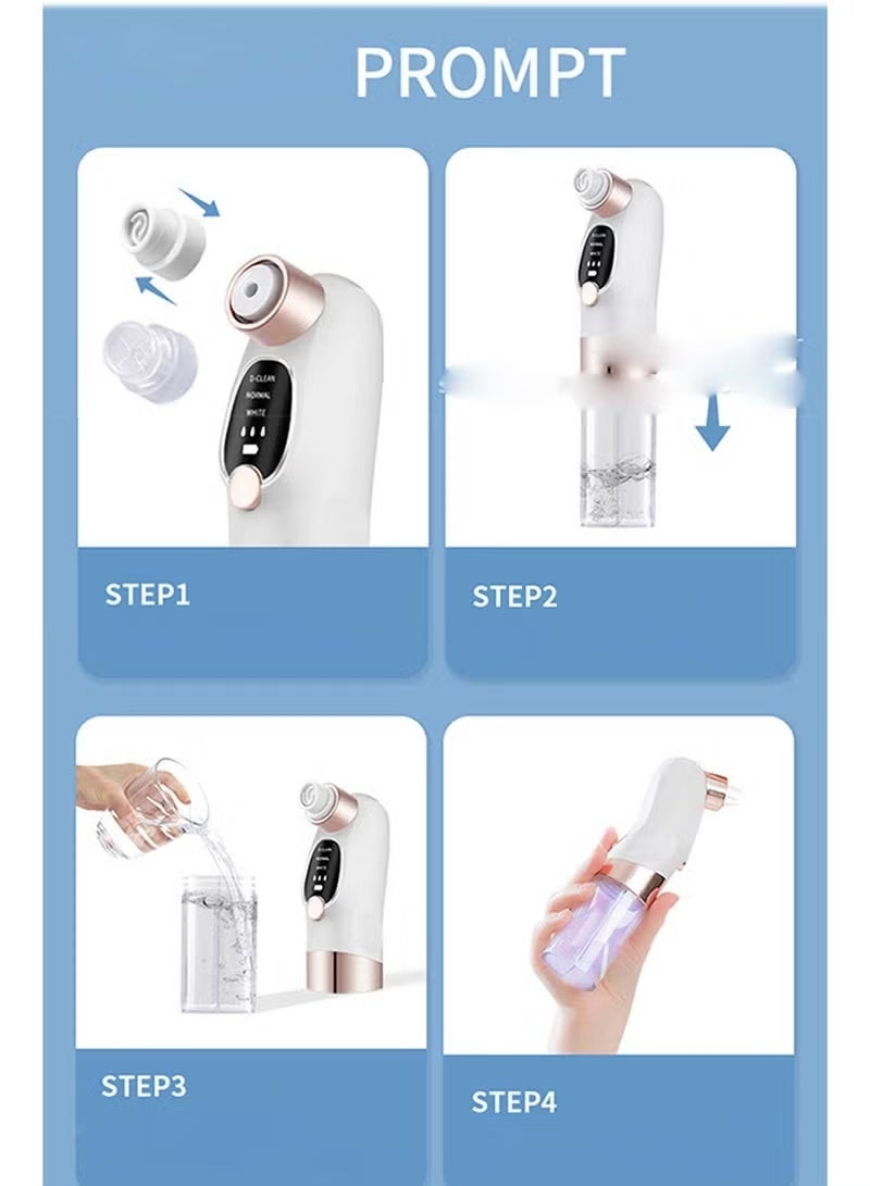 Gecomo Blackhead Remover, Pore and Facial Vacuum Cleaner, USB Rechargeable Blue Light Cleaning Tools with 3 Modes and 6 Probes - Image 4