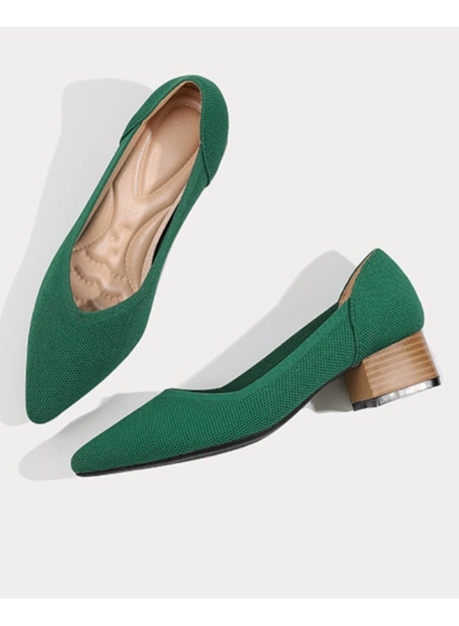 KUYING New Soft Sole Knitted Pointed Single Shoes - Image 1