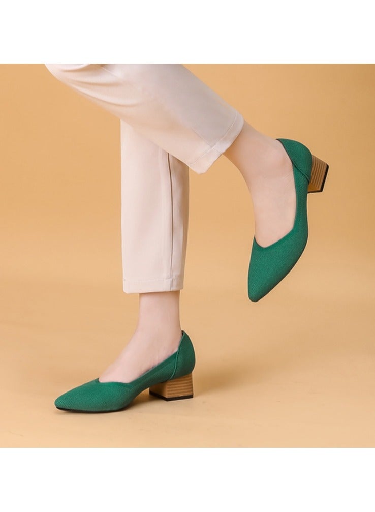 KUYING New Soft Sole Knitted Pointed Single Shoes - Image 2