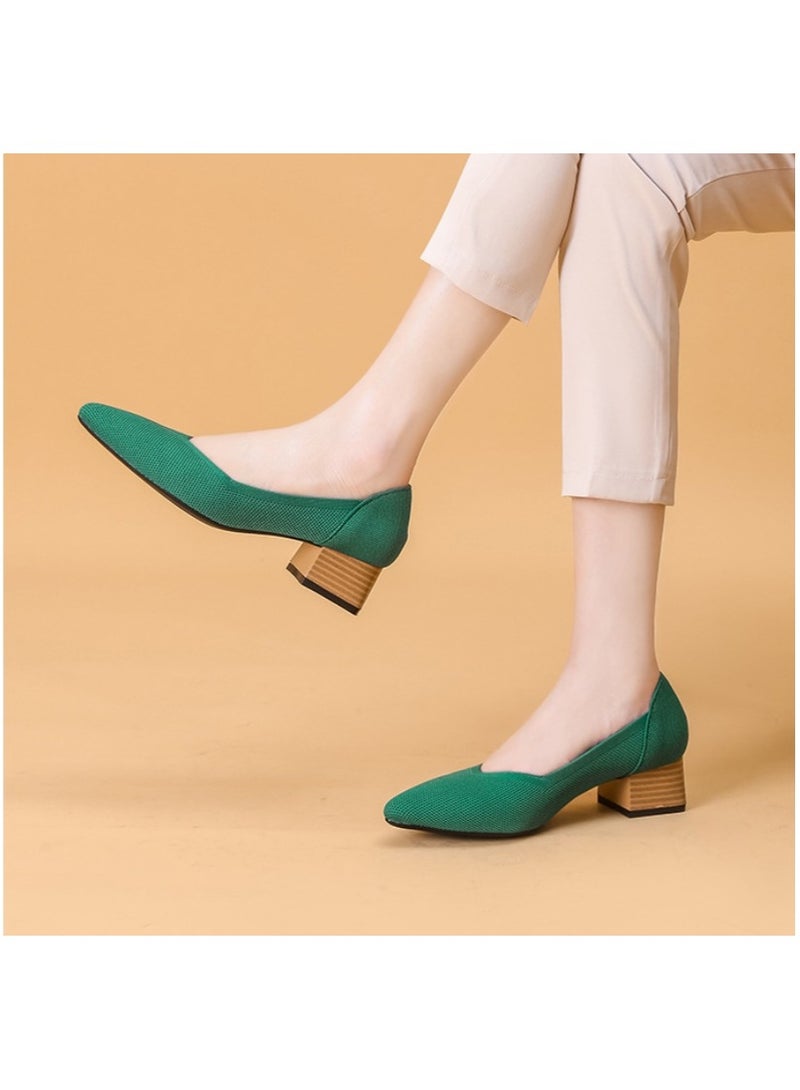 KUYING New Soft Sole Knitted Pointed Single Shoes - Image 3