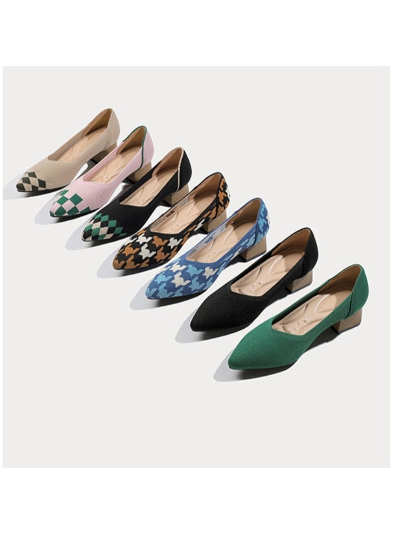 KUYING New Soft Sole Knitted Pointed Single Shoes - Image 4
