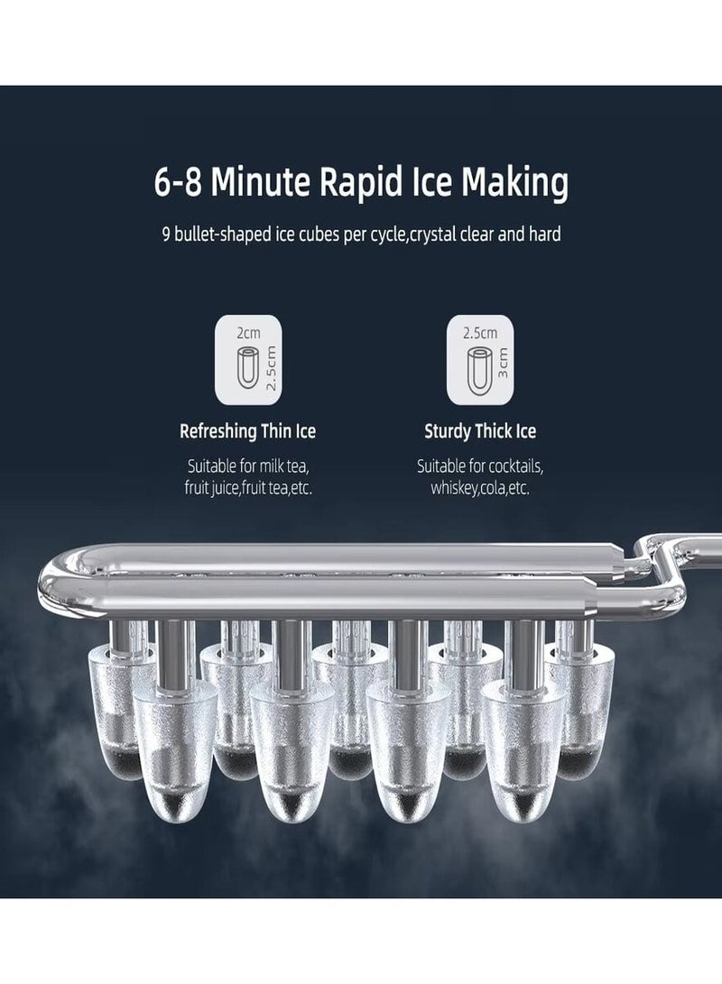showkah Portable Ice Making Machine Self-Cleaning Ice Maker with Basket & Scoop Countertop Ice Machine, 1.5L Ice Maker - Image 2