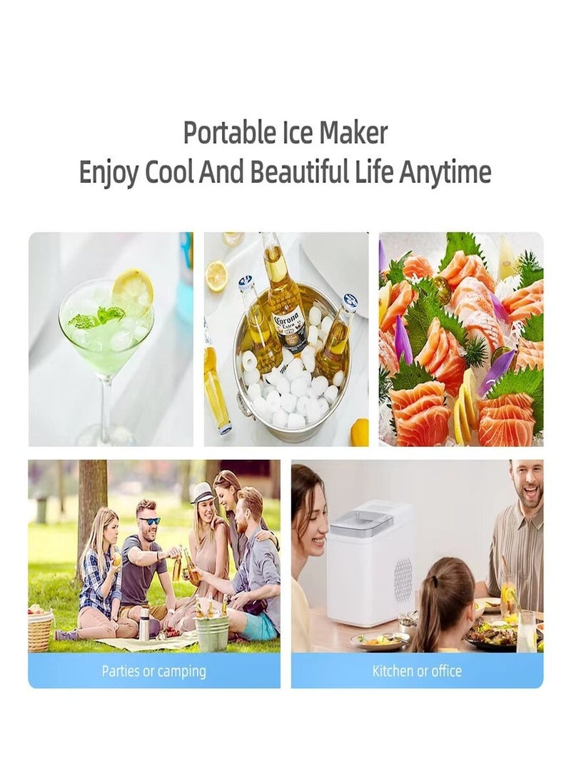 showkah Portable Ice Making Machine Self-Cleaning Ice Maker with Basket & Scoop Countertop Ice Machine, 1.5L Ice Maker - Image 4