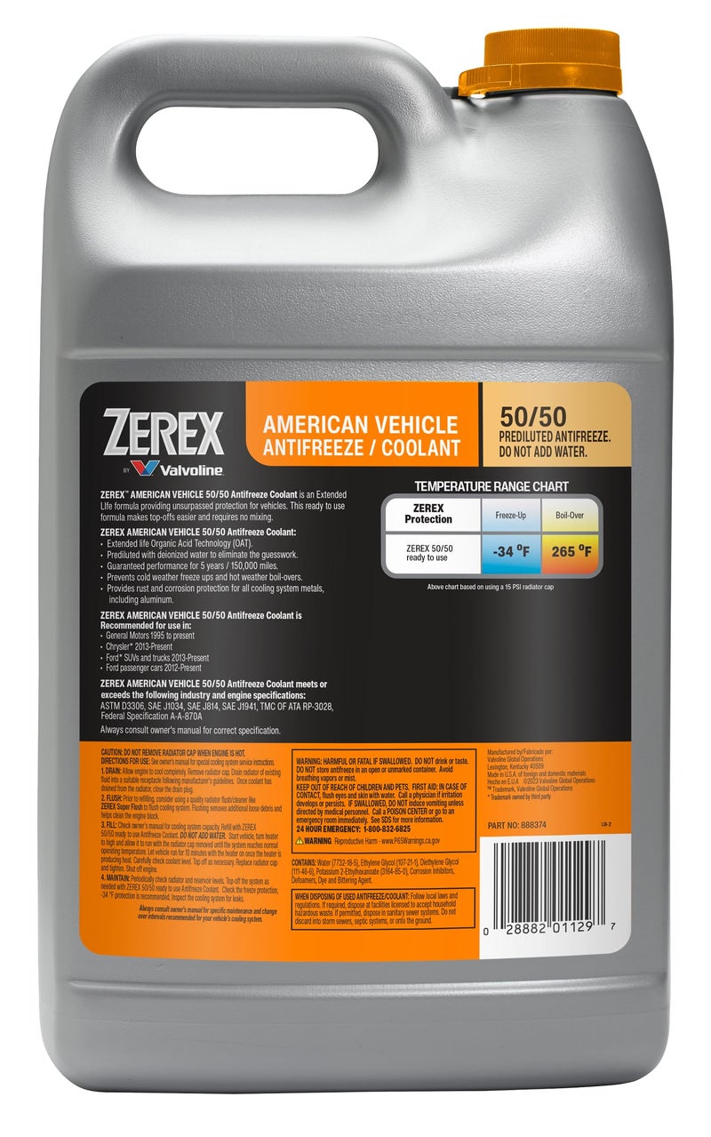 Zerex American Vehicle 50/50 Ready-to-Use Antifreeze Coolant 1 Gallon - Image 2