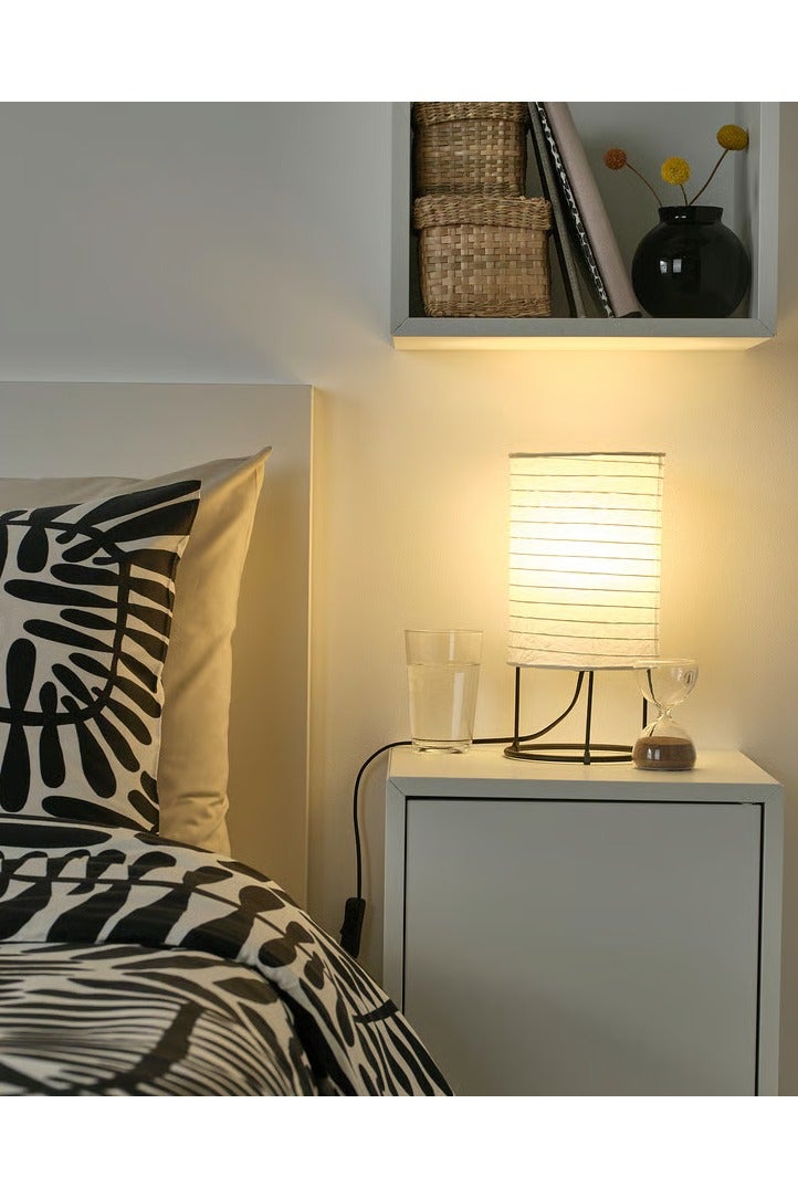 Selecto Hub Modern Table Lamp, Steel Frame, Rice Paper Shade, 8.6 W, Shade Diameter 15 cm, Height 29 cm, White/black - Image 1