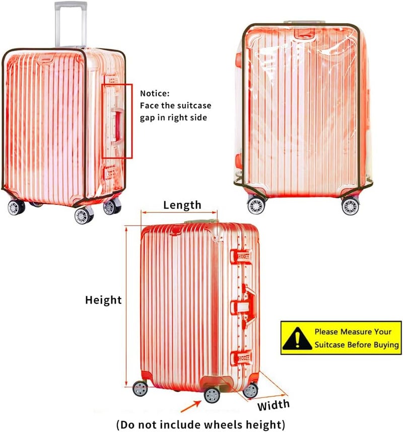 Esholife Clear PVC Luggage Cover Protectors Suitcase Cover for Suitcase TSA Approved, Black frame, L(26-28inch luggage), Luggage Cover - Image 4