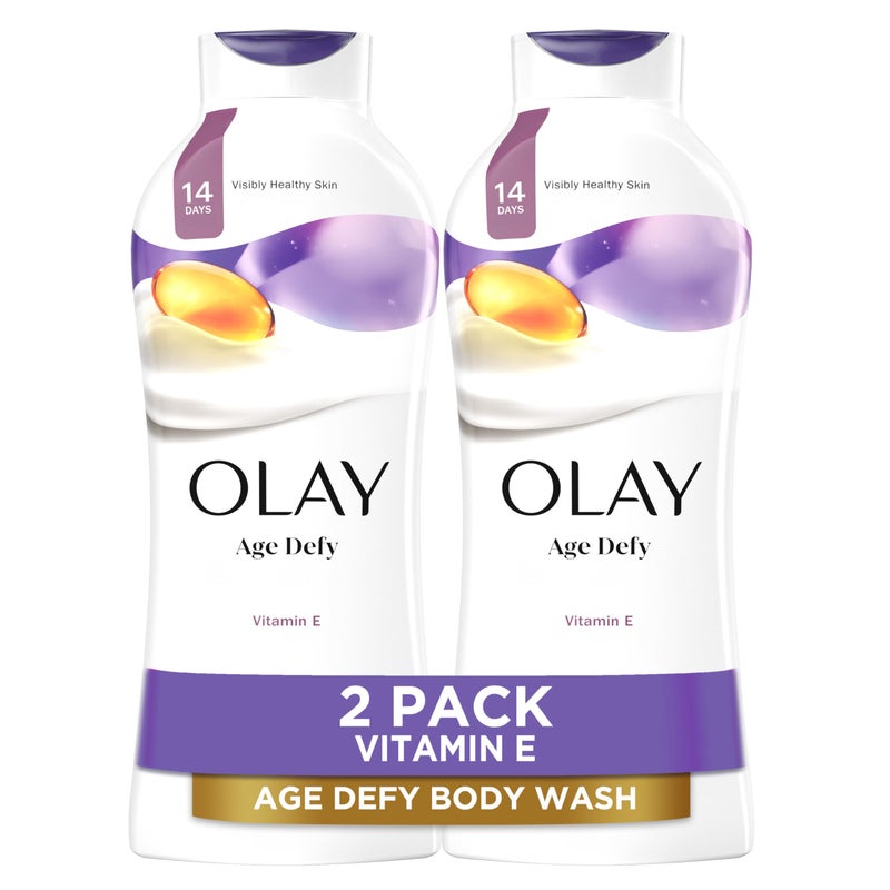 Olay Body Wash for Women, Age Defying with Vitamin E, 24hr Moisturizing, Hydrating & Refreshing, B3 Vitamin Complex, Free of Parabens & Phthalates, For All Skin Types, Scented, 22 fl oz (Pack of 2) - Image 1