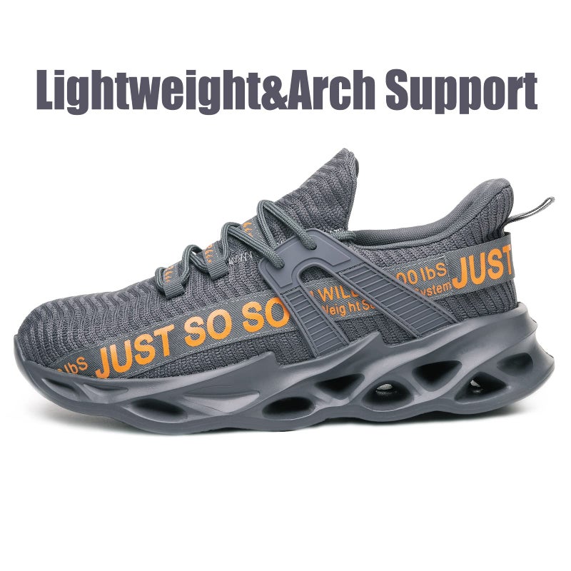 Furuian Steel Toe Shoes for Women Men Lightweight Slip On Safety Work Shoes Comfortable Steel Toe Sneakers Grey - Image 2